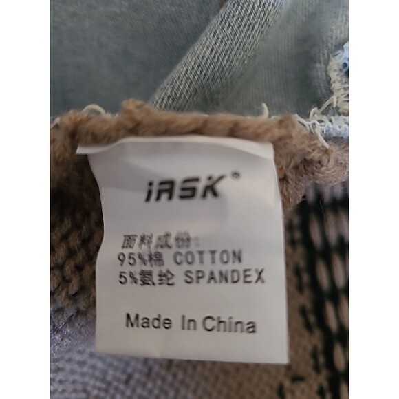 iASK Fashion Denim Vest Oversized Sleeveless Distressed Knit Back Deer Korean - Picture 14 of 14